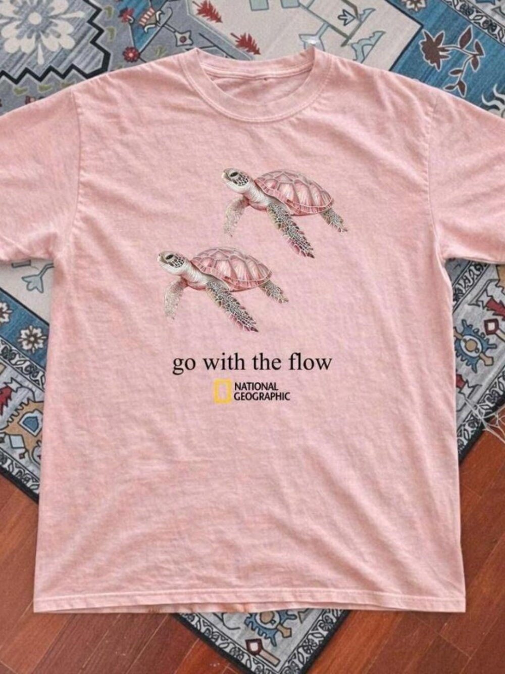 National Geographic turtle light pink t-shirt